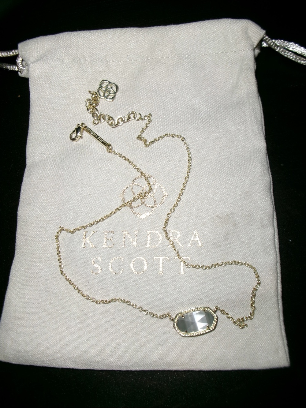 Kendra Scott Gold Necklace with Light Gray Stone